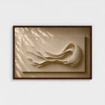 LOVE textured contemporary artwork in a warm walnut frame, inspired by softness, and a desire to let love in.