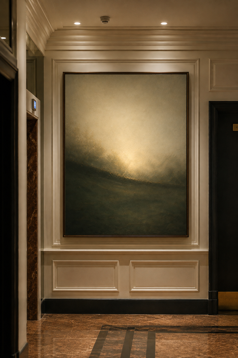 A selected artwork shown as part of an interior project