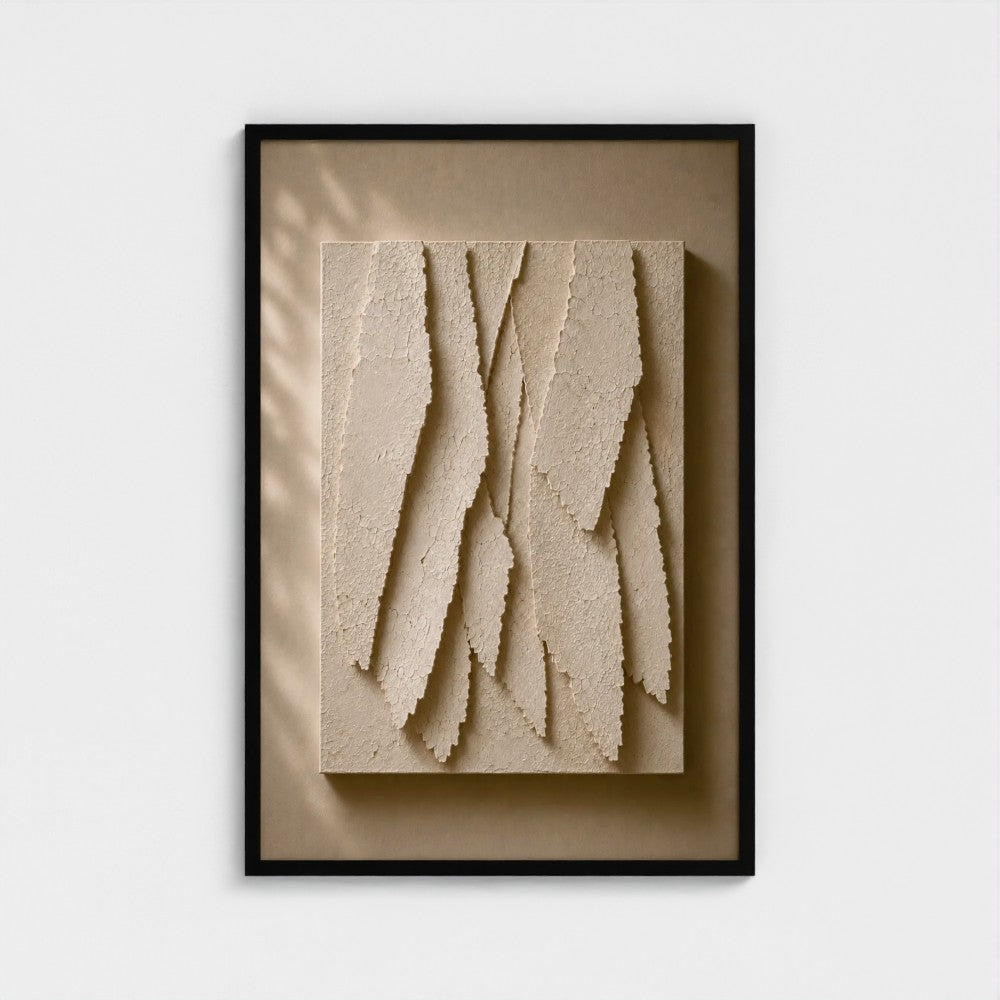 BELONG textured contemporary artwork presented in a black frame.