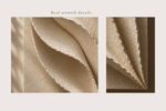 Close-up details of EMBRACE, showing layered handcrafted texture, sculptural relief and natural material variations.