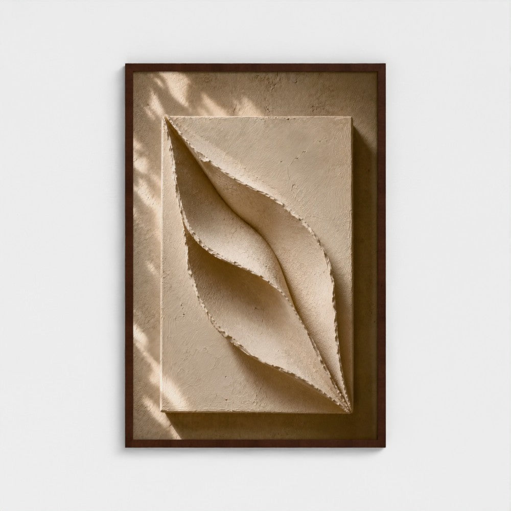 EMBRACE textured contemporary artwork with sculptural layers inspired by softness and protection.