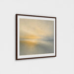 Angled view of EXHALE No.1 showing the natural oak frame and museum-quality fine art print.