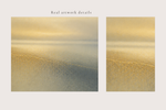 Close-up details of EXHALE No.1, showing layered colour transitions, painterly texture and a gold anchor line.