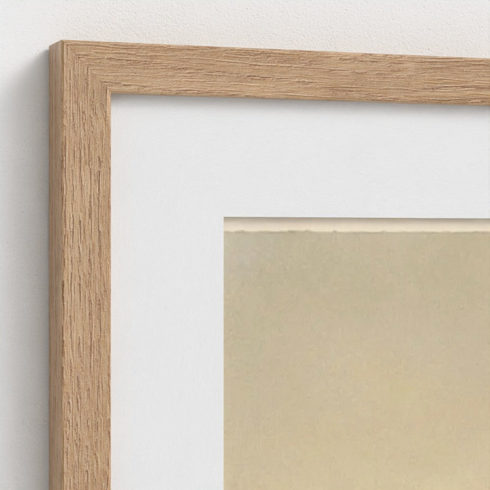 Close-up of the natural oak frame and fine art paper used for EXHALE No.1.