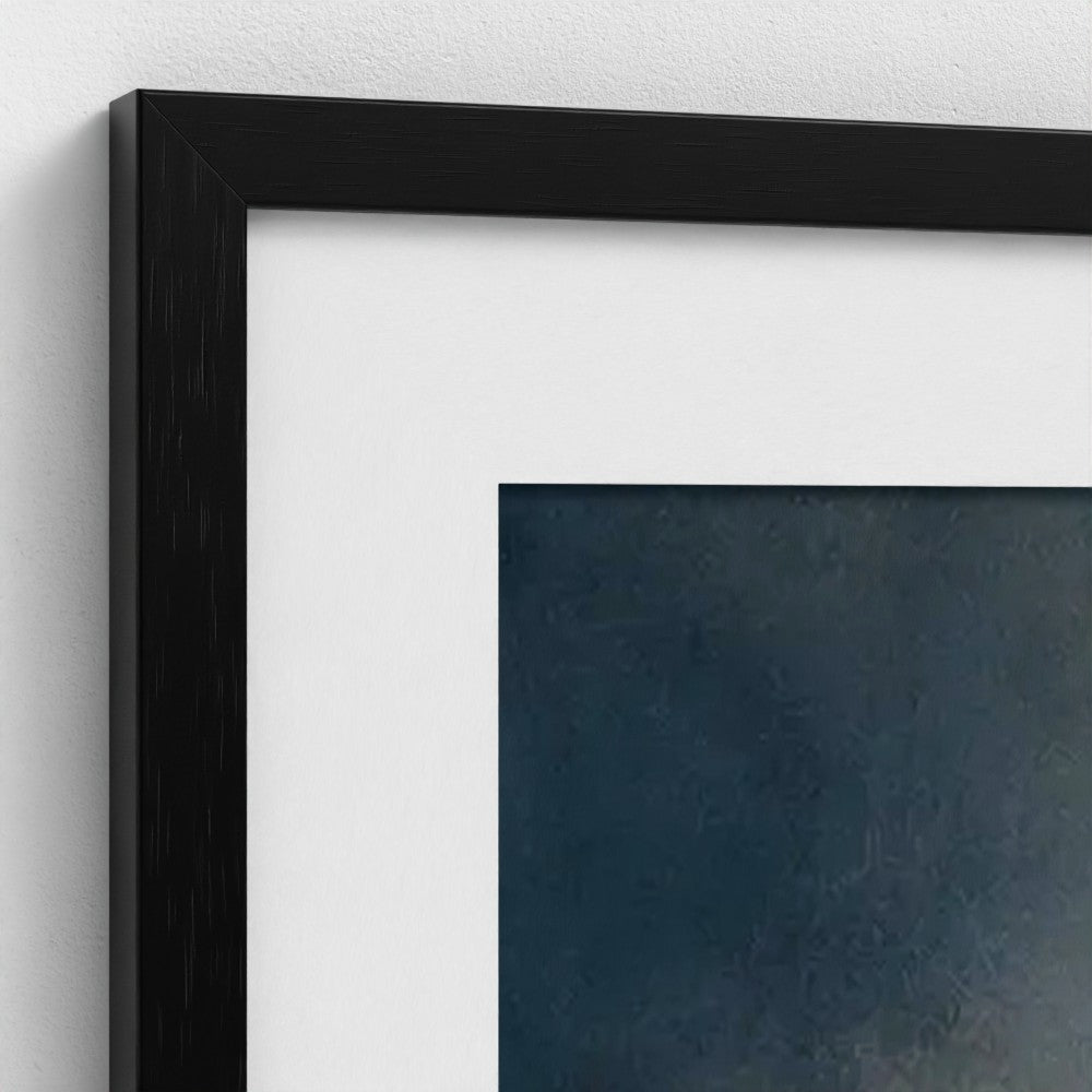 Close-up of the black museum-quality frame and fine art paper used for FOCUS.