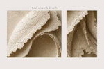 Close-up details of HOME, showing handcrafted texture, layered relief and natural material variations.