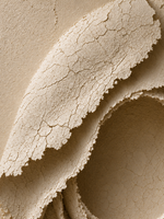 Macro detail of HOME, revealing handcrafted texture, organic cracks and layered sculptural surfaces.